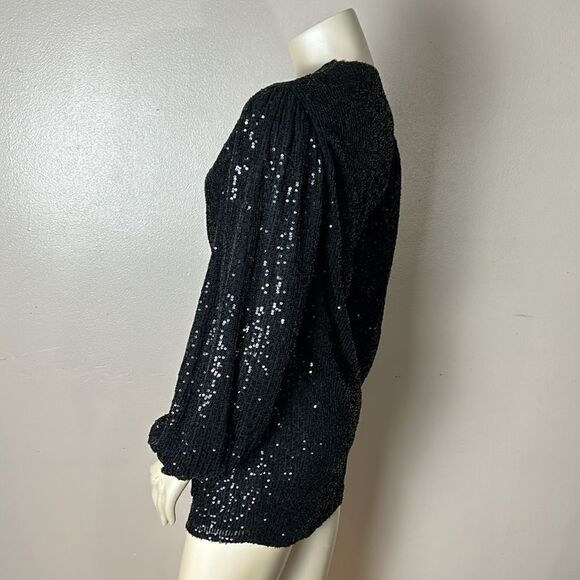 MABLE black sequins mini wrap dress sz XS extra small party cocktail prom dance - Picture 6 of 10